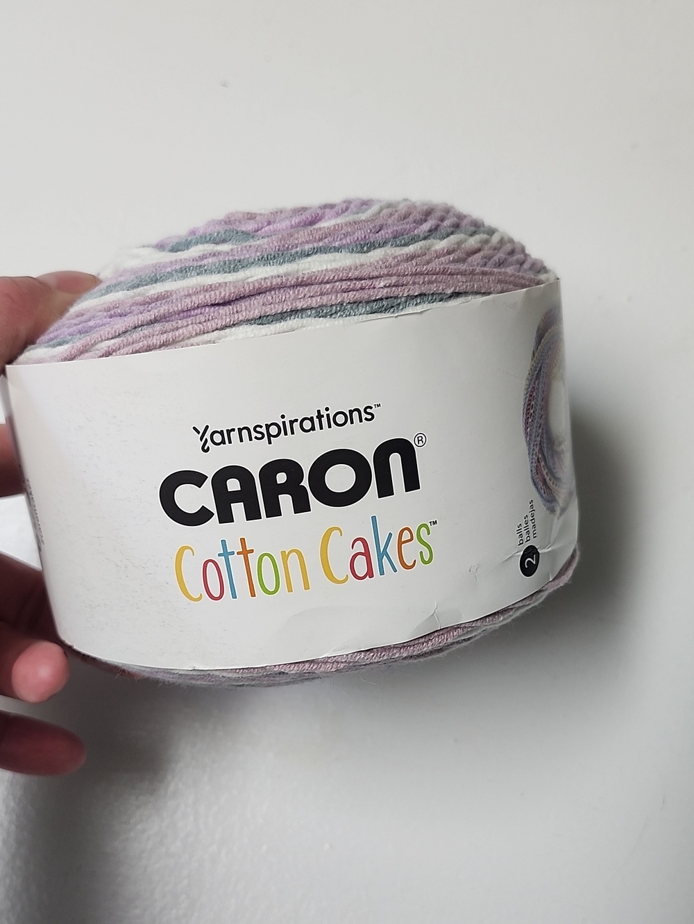 Caron Cotton Cakes Yarn - Lavender, White, Grey